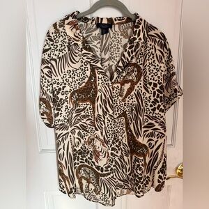RACHEL Rachel Roy Women’s Animal Print Top Size Large